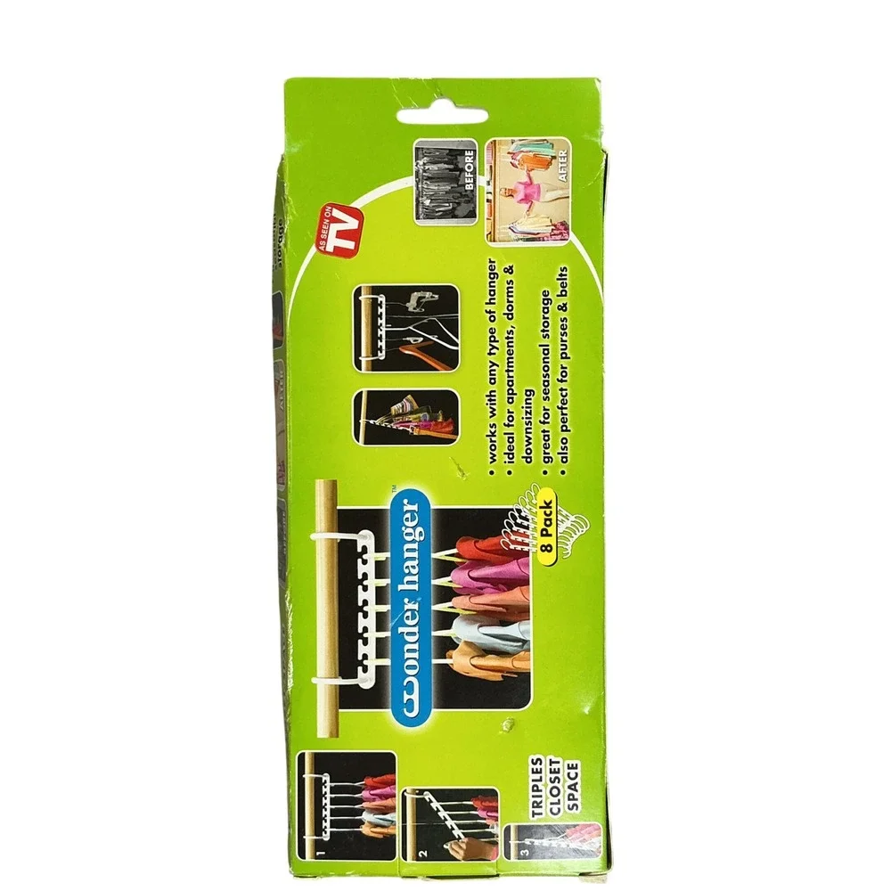 Wonder Hanger 8 Pack Closet Space Saver‎ White New Damaged Box